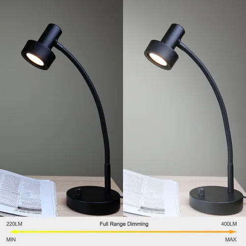 Vista 3 de O'Bright Lámpara de escritorio LED regulable con puerto de carga USB (5V/2A), LED de atenuación de rango completo, lámpara de mesa con cargador USB