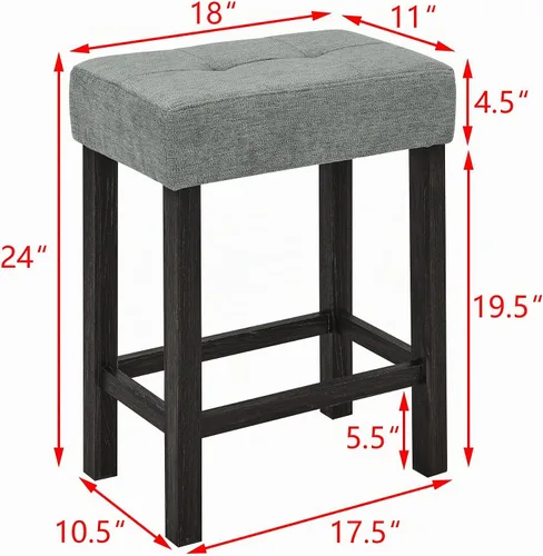 Vista 4 de Knocbel Juego de mesa de bar rectangular de altura de mostrador industrial para 3 personas con toma de corriente, juego de comedor de 4 piezas