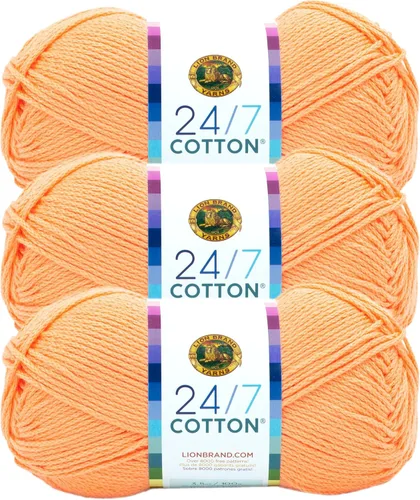 Vista 59 de Lion Brand Yarn - Hilo ligero 24/7 de algodón para tejer, hacer ganchillo y manualidades, Ámbar, paquete de 1 Light Worsted 100% Mercerized Cotton