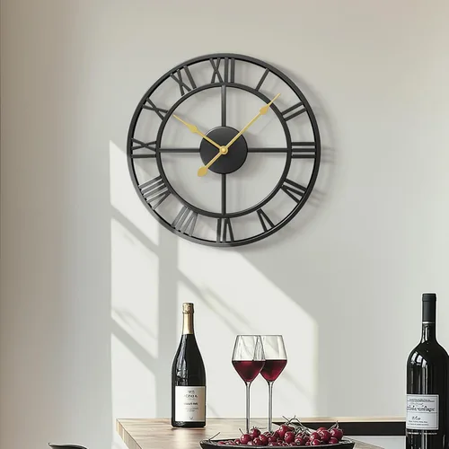 Vista 23 de Cuspin Reloj de pared de 24 pulgadas con engranajes, reloj de metal