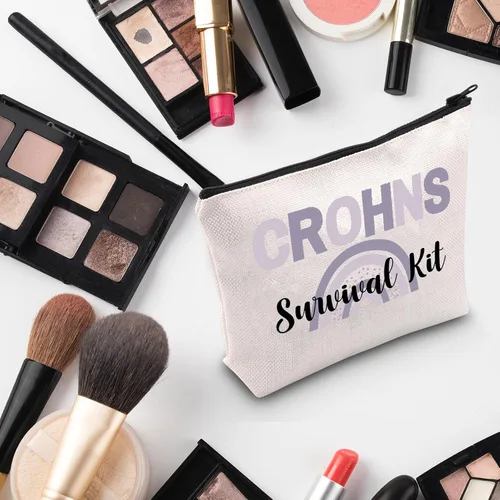 Vista 5 de G2TUP Crohns Disease Concientización Regalo Crohns Survival Kit Bolsa de Maquillaje Colitis Guerrero Bolsa Cosmética Regalo Enfermedad Crónica