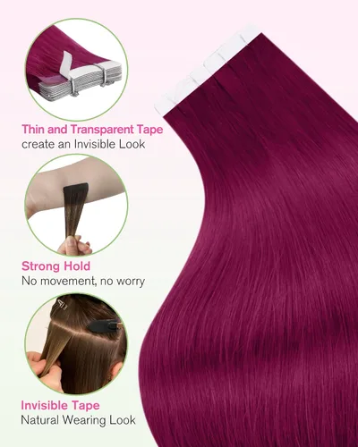 Vista 145 de YoungSee Extensiones de Cabello Humano con Cinta Balayage Extensiones de Cabello con Cinta Marrón Oscuro Extensiones de Cabello con Cinta Ombre