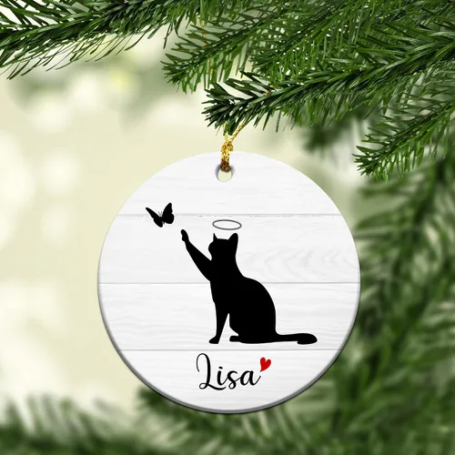 Vista 2 de Adorno Conmemorativo Personalizado para Gatos - Regalos de Condolencia para la Pérdida de Gatos, Regalos Conmemorativos para Gatos, Adornos