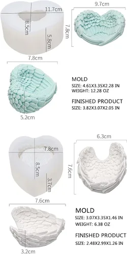 Vista 2 de MIMIRACLE - Molde de silicona con alas de ángel, molde de resina para manualidades y jabón Textura detallada de plumas, flexible y fácil