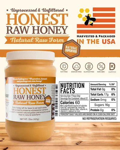 Vista 2 de Honest Miel Cruda, 22 oz