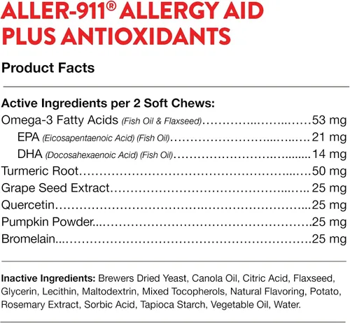 Vista 8 de NaturVet Aller-911 Allergy Aid Plus Antioxidantes para gatos - 60 masticables suaves Apoya el sistema inmunológico, la humedad de la piel