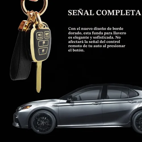 Vista 4 de Funda protectora de TPU para llavero compatible con Toyota Camry 2012-2017 2014-2017 Corolla Smart Remote Key Fob (negro)