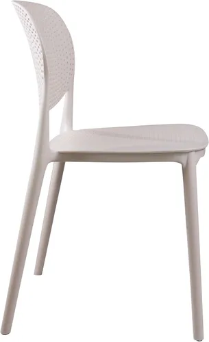 Vista 5 de CozyBlock - Silla de comedor apilable perforada de malla para interior y exterior, juego de 2 (Biege)