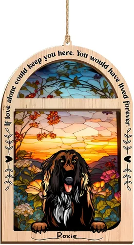 Vista 3 de LOVELYPOD Adorno de Navidad personalizado de sabueso afgano, atrapasoles con nombre, regalos de pérdida de mascotas, regalos para amantes