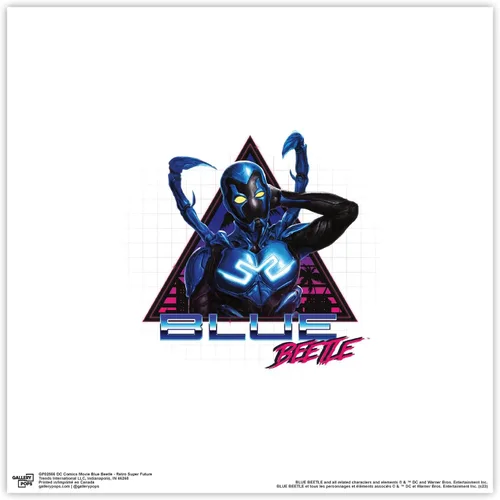 Vista 10 de Trends International Gallery Pops DC Comics Blue Beetle - Póster de pared retro Super Future, 12 x 12 pulgadas, versión de marco blanco