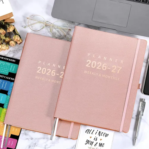 Vista 2 de Agenda 2026 – enero 2026 – diciembre 2026, 2026 planificador semanal y mensual, 8.5 x 11 pulgadas, soporte para bolígrafos, calcomanías