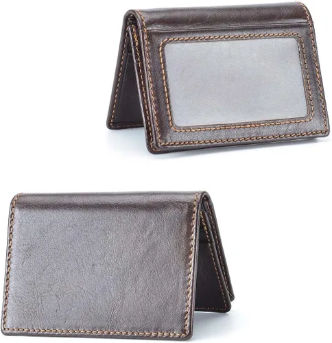 Vista 5 de HAWEE Billetera de bolsillo frontal plegable para hombre, de piel auténtica, con bloqueo RFID, tarjetero