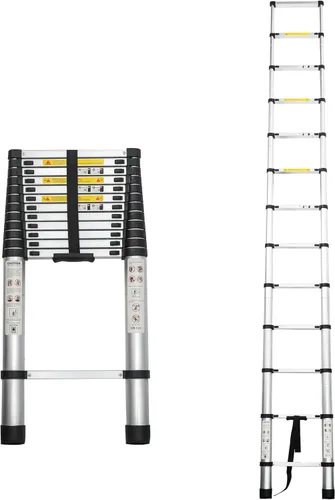 Vista 9 de 8.5FT Telescoping Ladder,JULYFOX Compact Extension Ladder,300lbs Heavy Duty, Multi-Purpose Aluminum Collapsible Ladder for RV or Outdoor