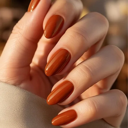 Vista 8 de Uñas postizas a presión marrón café, uñas postizas medianas de almendra, color sólido, cobertura completa, uñas postizas artificiales brillantes