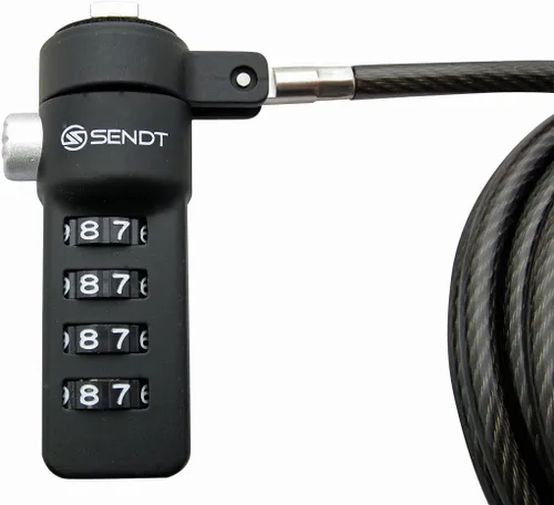 Vista 2 de Sendt Cable de seguridad negro con cerradura de combinación para portátil/portátil