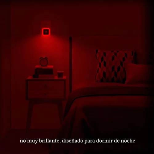 Vista 3 de Paquete de 4 luces LED rojas de 0.5 W para dormir (tenue/no demasiado brillante), luz nocturna de pared enchufable con sensor de luz automático