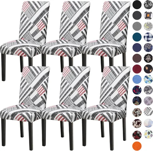Vista 105 de Sufdari Juego de 2 fundas para sillas de comedor, fundas para sillas de cocina, fundas para sillas Parsons, protectores de sillas de elastano