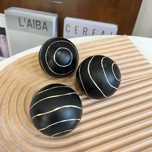 Vista 2 de Juego de 6 orbes decorativos para cuencos y jarrones, patrón circular, bolas redondas de resina para sala, comedor, mesa de café, centro de mesa