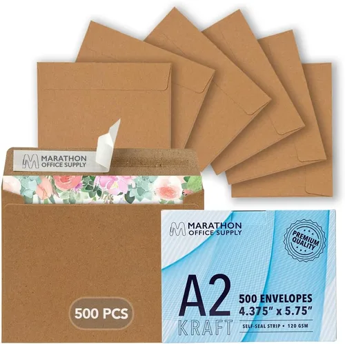 Vista 12 de MOS — Sobres de Papel Kraft A1 de 3.6 x 5.1 Pulgadas, Paquete de 100 — Sobres de Invitación Autoadhesivos Marrones de Peso Pesado para RSVP