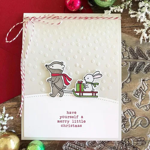 Vista 6 de Christmas Greetings - Juego de sellos y troqueles transparentes para hacer tarjetas, plantillas cortadas para álbumes de recortes, álbum de fotos