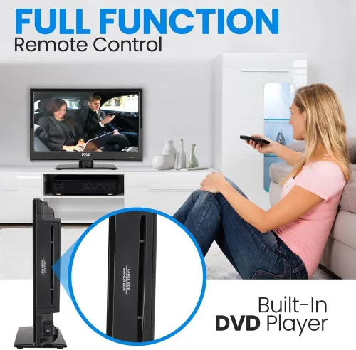 Vista 4 de Pyle Televisión LED RV de 15.6 pulgadas 1080p - Monitor de pantalla plana delgado FHD pequeño TV con HDMI, RCA, combo de disco multimedia/DVD
