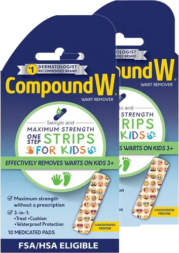 Vista 8 de Compound W Eliminador de verrugas de un solo paso con ácido salicílico, tiras de eliminación de verrugas para niños de 3 años en adelante