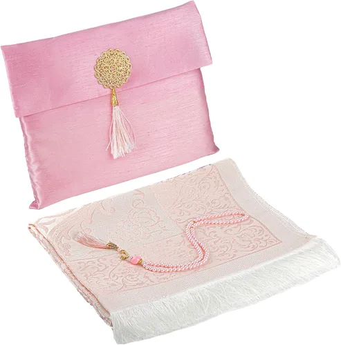 Vista 13 de Modefa Tapete de oración islámica, regalos musulmanes, alfombra fina de oración musulmana de viaje en bolsa de regalo de tafetán con cuentas Tasbih