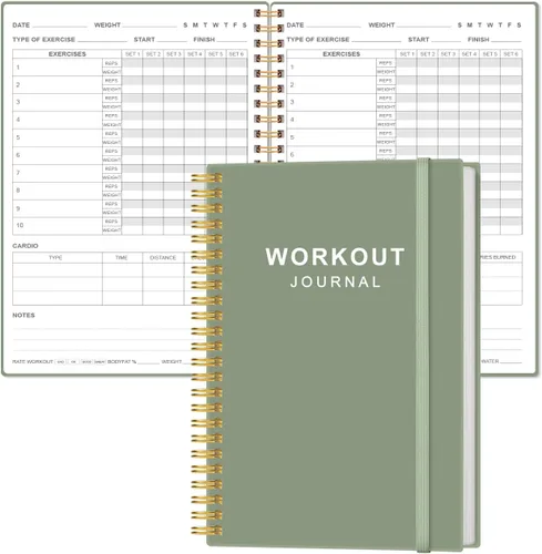 Vista 9 de Diario de fitness simplificado para mujeres y hombres, diario/planificador de entrenamiento A5, libro de registro de ejercicio diario para pérdida