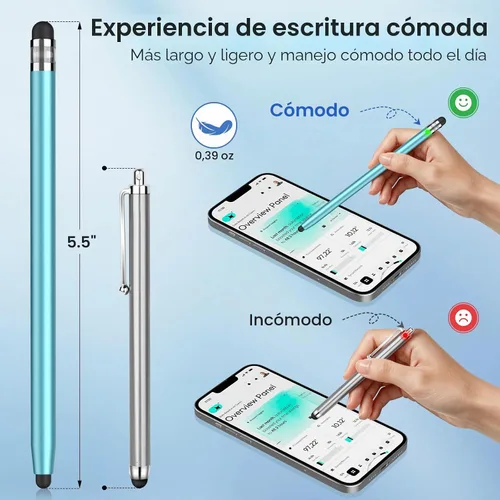 Vista 3 de Stylus 10 unidades, lápiz óptico para pantalla táctil, Android, iPad Blanco/Plata/Oro/Rosa/Rojo/Verde/Azul/Negro