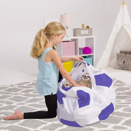 Vista 82 de Posh Creations Funda de puf para niños con almacenamiento para animales de peluche - Organizador de juguetes para niños, Mediano 68.58 cm - Lona