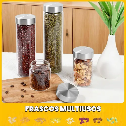 Vista 6 de Botellas de vidrio para jugo con tapas, botellas de agua de vidrio de boca ancha de 6 onzas para jugos, proteínas, batidos, leche, tapas de acero