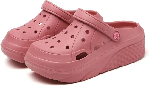 Vista 12 de SECHRITE Zuecos de plataforma para mujer, zapatos de jardín, impermeables, para playa, piscina, sandalias de verano, pantuflas para el hogar, serie