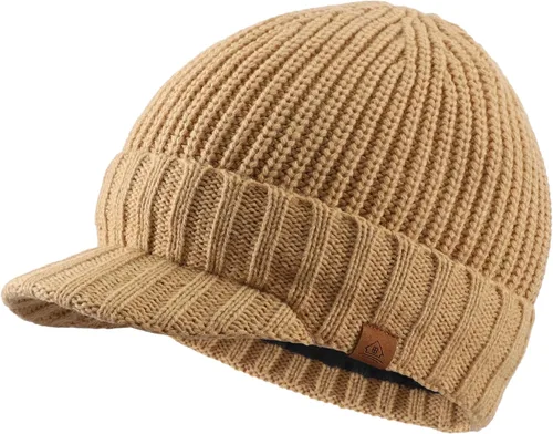 Vista 19 de Home Prefer - Gorro de invierno para hombre de punto grueso con visera, gorro tipo newsboy