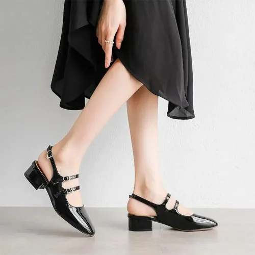 Vista 7 de NEWBELLA Zapatos Mary Jane para mujer, tacones gruesos de bloque bajo para oficina, fiestas, playa, compras, boda