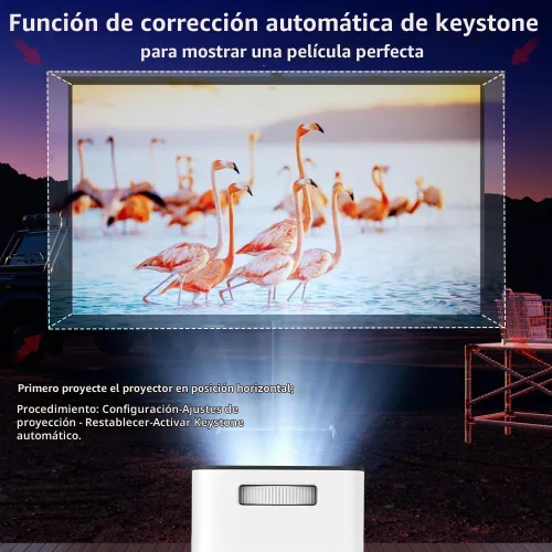 Vista 5 de 【Keystone automático】Mini proyector PONER SAUND portátil proyector nativo 1080P 300 ANSI, soporte 4K rotación de 180°, película