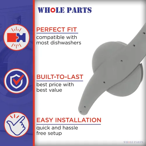 Vista 5 de Conjunto de brazo rociador inferior para lavavajillas Whole Parts mejorado, color gris, pieza # WD22X10047 - Reemplazo y compatible con algunos