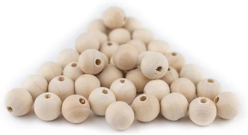 Vista 4 de TheBeadChest - Cuentas de madera natural sin terminar (0.394 in, juego de 60)