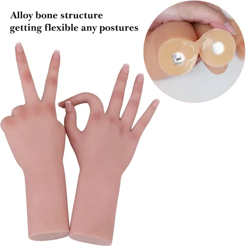 Vista 3 de YIQI Maniquí de mano femenina de silicona realista tamaño real modelo de mano exhibición de joyería (la mano izquierda)