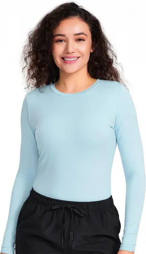Vista 25 de COZYFIT Camisetas de Scrub de Manga Larga para Mujer - Camiseta Cómoda para Usar Debajo del Uniforme Blanco