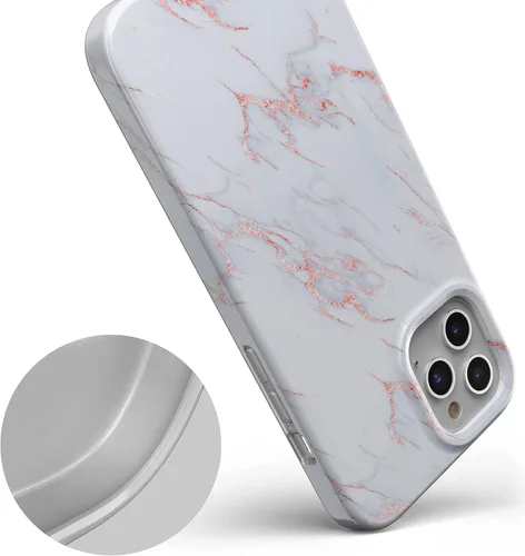 Vista 6 de Funda para iPhone 11 Pro Max Casely Rubor Sutil Mármol Blanco y Rosa Diseño Clásico Ultra Delgado