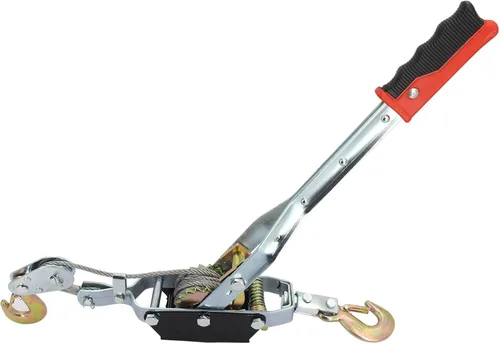 Vista 8 de Cabrestante resistente de 2 toneladas/4400 libras, extractor de potencia de doble engranaje, 2 ganchos, cable de acero y mango antideslizante