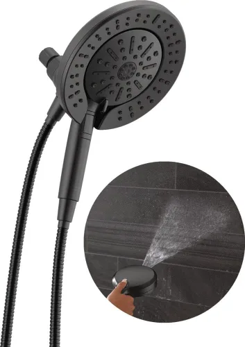 Vista 14 de Delta In2ition - Cabezal de ducha doble 2 en 1 de 5 ajustes con spray ProClean de alta presión de mano, cabezal de ducha desmontable dorado