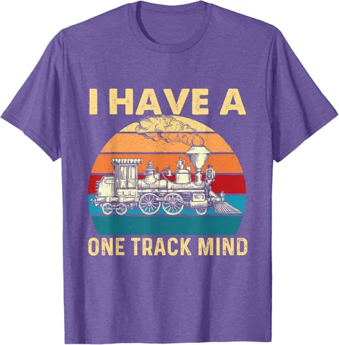 Vista 9 de Camiseta con texto en inglés "I Have A One Track Mind - Trainspotter Model Train Railroad, Negro, S