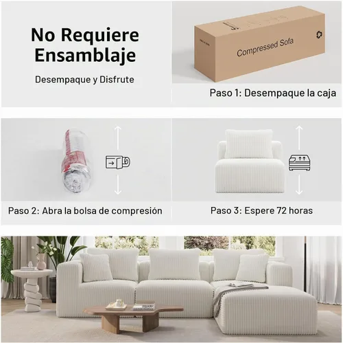 Vista 4 de Novilla - Sofá biplaza modular de 70.8 pulgadas, sofá modular de espacio pequeño, moderno sofá de nube con soporte Smarts Coil®, sofá seccional sin