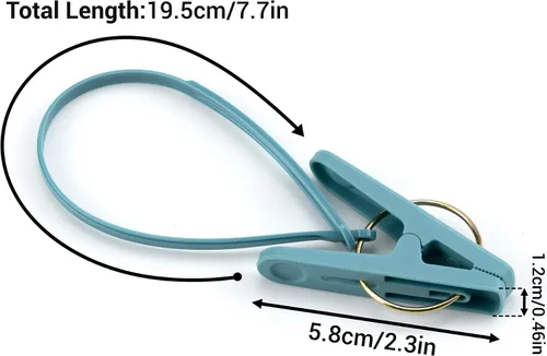 Vista 3 de Paquete de 24 alfileres de ropa con cuerda de plástico para tendedero, ganchos de secado multicolor para ropa, ganchos resistentes al viento