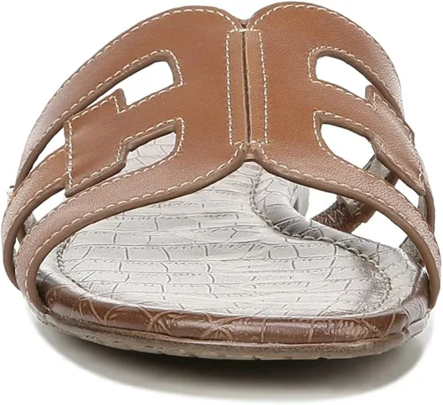 Vista 6 de Sam Edelman Bay Granite - Sandalia plana de cuero sin cordones con punta abierta color verde granito 10