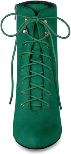 Vista 3 de Allegra K Botines de tacón de aguja con cordones y puntera puntiaguda para mujer
