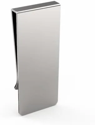 Vista 3 de Executive Gift Shoppe Clip de dinero plegable francés de plata pulida con grabado personalizado