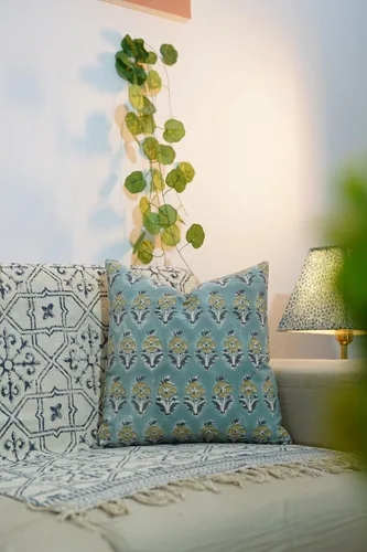 Vista 8 de Fundas de almohada hechas a mano con estampado de bloques de 14 x 14 pulgadas, tela de lona de pato, decoración para sofá, cama, interior, exterior