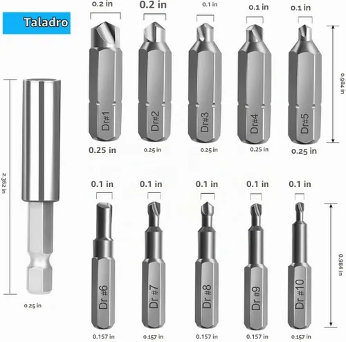 Vista 2 de Kit de 22 tornillos dañados con extractor de tornillos rotos y removedor de pernos con soporte magnético para puntas de extensión y adaptador